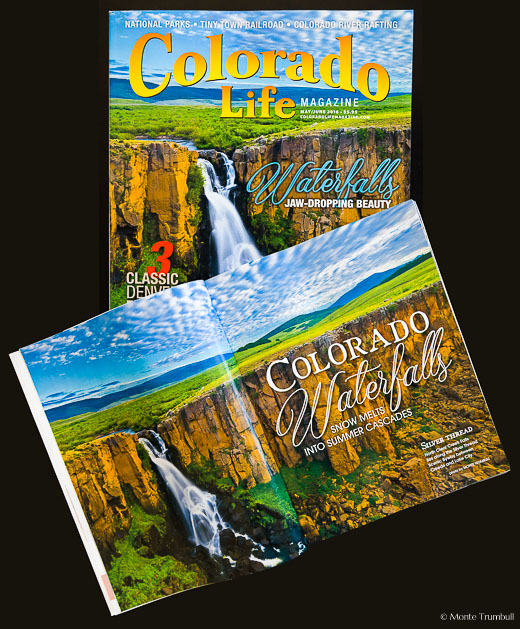 My North Clear Creek Falls image was used on the cover and inside the May/June 2016 issue of Colorado Life Magazine.